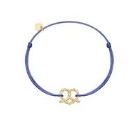 GLANZSTÜCKE MÜNCHEN Damen Textilarmband dunkelblau Herz-Breze Sterling Silber gelbvergoldet Dirndlschmuck Motivarmband