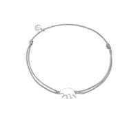 GLANZSTÜCKE MÜNCHEN Damen-Textilarmband grau Eisbär Sterling Silber 15-22 cm - Armbändchen Armband mit Anhänger Stoffbändchen Armkettchen Textil