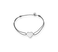 GLANZSTÜCKE MÜNCHEN Damen-Textilarmband grau Herz Sterling Silber 15-22 cm - Herzarmbändchen Armband mit Anhänger Stoffbändchen Armkettchen Textil