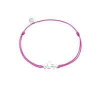 GLANZSTÜCKE MÜNCHEN Damen-Textilarmband pink Flamingo Sterling Silber 15-22 cm - Armbändchen Armband mit Anhänger Stoffbändchen Armkettchen Textil