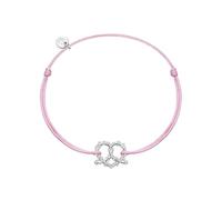 GLANZSTÜCKE MÜNCHEN Damen Textilarmband rosa Herz-Breze Sterling Silber Dirndlschmuck Motivarmband