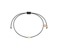 GLANZSTÜCKE MÜNCHEN Damen-Textilarmband schwarz Herz gelbvergoldet Sterling Silber - Armbändchen Armband mit Anhänger Stoffbändchen Armkettchen Textil