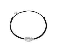 Glanzstücke München Damen-Textilarmband schwarz Muschel Sterling Silber 15-22 cm - Armkettchen Textil Armband mit Anhänger Stoffbändchen maritim