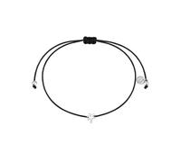 GLANZSTÜCKE MÜNCHEN Damen-Textilarmband schwarz Palme Sterling Silber 15-22 cm - Armbändchen Armband mit Anhänger Stoffbändchen Armkettchen Textil