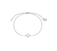 GLANZSTÜCKE MÜNCHEN Damen Textilarmband Silber mit Kleeblatt aus Edelstahl | Motivarmband,Glücksbringer,Symbol,Freundschaftsarmbändchen,mit Zugverschluss
