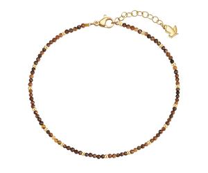 Glanzstücke München Edelsteinfusskette aus Edelstahl in Gelbgold mit Tigerauge 22,0 cm Basislänge + 3,0 Verlängerung Damen