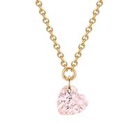 GLANZSTÜCKE MÜNCHEN Damen Halskette aus 925/- Sterling Silber gelbvergoldet 14 Karat mit Rosenquarz rosa Herz Edelsteinhalskette