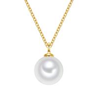 Glanzstücke München Silberhalskette Kette Mit Anhänger Sterling Silber Gelbgold Muschelkernperlen Weiß für Damen - One Size