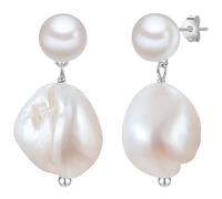 Glanzstücke München Damen Ohrhänger 925/- Sterling Silber rhodiniert mit Süßwasser-Zuchtperle 7,0/13,0 mm Silberohrhänger