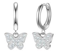 Glanzstücke München Creolen Schmetterling aus Sterling Silber in silber mit Zirkonia 17,5 mm Damen