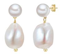 Glanzstücke München - Ohrhänger Sterling Silber Süßwasser-Zuchtperle in Gelbgold Ohrringe Damen
