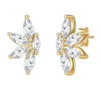 Glanzstücke München Damen Ohrstecker 925/- Sterling Silber gelbvergoldet 14 Karat Zirkonia weiß Blume Silberohrstecker