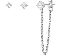 Glanzstücke München Damen Set (Ohrringe 3 Stück) 925/- Sterling Silber rhodiniert mit Süßwasser-Zuchtperle 3,8 mm Zirkonia weiß