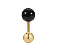GLANZSTÜCKE MÜNCHEN Damen Piercing aus 925/- Sterling Silber gelbvergoldet 14 Karat mit Achat schwarz Ohrschmuck