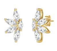 Glanzstücke München Ohrstecker Blume aus Sterling Silber in gelbgold mit Zirkonia 14,4 mm Damen