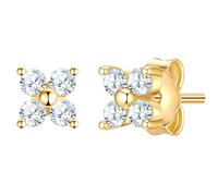 Glanzstücke München - Ohrstecker Blume aus Sterling Silber in Gelbgold mit Zirkonia Ohrringe Damen