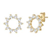 Glanzstücke München Ohrstecker Blume/Kreis Sterling Silber Zirkonia in Gelbgold 8,7 mm Damen