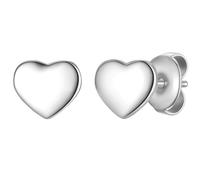 Glanzstücke München Ohrstecker Herz aus Edelstahl in Silber 6,3 mm Damen