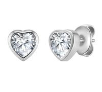 Glanzstücke München Ohrstecker Herz aus Edelstahl mit Zirkonia 6,8 mm Damen