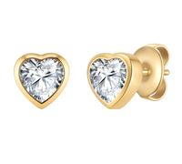 Glanzstücke München Ohrstecker Herz aus Edelstahl mit Zirkonia 6,8 mm Damen