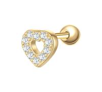 Glanzstücke München Ohrstecker Herz aus Sterling Silber in Gelbgold mit Zirkonia 5,5 mm Damen