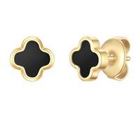Glanzstücke München Ohrstecker Kleeblatt aus Edelstahl in gelbgold mit Achat 5,9 mm Damen