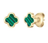 Glanzstücke München Ohrstecker Kleeblatt aus Edelstahl in gelbgold mit Malachit (synth.) 5,9 mm Damen
