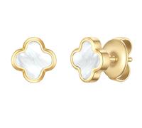 Glanzstücke München Ohrstecker Kleeblatt aus Edelstahl in gelbgold mit Perlmutt 5,9 mm Damen