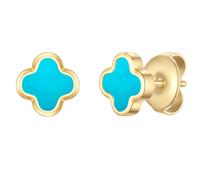 Glanzstücke München Ohrstecker Kleeblatt aus Edelstahl in gelbgold mit Türkis (synth.) 5,9 mm Damen