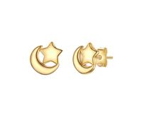 Glanzstücke München Damen Ohrringe 925/- Sterling Silber gelbgold | gelbvergoldet 14 Karat, Ohrstecker, Mond/Stern