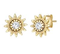 Glanzstücke München Damen Ohrstecker 925/- Sterling Silber gelbvergoldet 14 Karat Zirkonia weiß Sonne Silberohrstecker