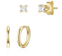 Glanzstücke München Damen Ohrstecker/Creolen aus 925/- Sterling Silber mit Zirkonia 2er Set