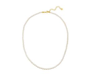 Glanzstücke München Perlen-Kette aus Sterling Silber in gelbgold mit Süßwasser-Zuchtperle 40,0 cm Basiskette + 5,0 Verlängerung Damen