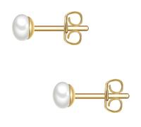Glanzstücke München Perlen-Ohrstecker aus Sterling Silber in gelbgold mit Süßwasser-Zuchtperle 4,7 mm Damen
