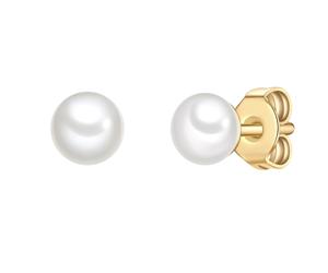 Glanzstücke München Perlen-Ohrstecker aus Sterling Silber in gelbgold mit Süßwasser-Zuchtperle 4,7 mm Damen