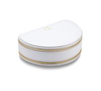 GLANZSTÜCKE MÜNCHEN Schmuck-Reisetäschchen Kunstleder weiß 16 x 11 x 4,5 cm Samt creme Schmucketui Schmuckschatulle für die Reise