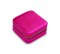 GLANZSTÜCKE MÜNCHEN Schmuck-Reisetäschchen Samt rosa 11,5 x 11,5 x 6 cm Schmuckaufbewahrung Schmucketui Schmuckschatulle für die Reise mit Spiegel