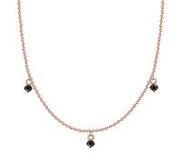 GLANZSTÜCKE MÜNCHEN Damen Halskette aus 925/- Sterling Silber rosévergoldet 14 Karat mit Spinell schwarz Edelsteinkette