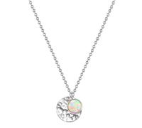 GLANZSTÜCKE MÜNCHEN Damen Kette 925/- Sterling Silber rhodiniert Opal (synth.) weiß Kreis Silberhalskette