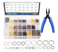 Glarks 2501pcs 5/6/8/10/14mm doppelte geteilte Ringe, 5-Farben kleine Schlüsselringe, doppelte Jump Ringe, flache Schlüsselringe für Schlüsselanhänger und Handwerk Dog Tag Ringes