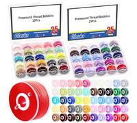 Glarks 50pcs Prewound Bobbins Nähfaden-Kit, 50 Farben Prewound Bobbin Thread mit Fall, Bobbins und Nähfäden, Nähmaschinenbobinen