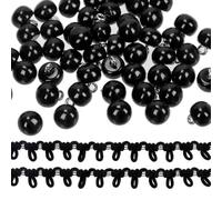 Glarks 51pcs 10mm halbe gewölbte Perlenknöpfe, schwarze Harz Perlenknöpfe und Metallschaft mit Knopfschlaufe Trim, Metall Kreis Haken Knöpfe für Kleidung, Handwerk, Nähen
