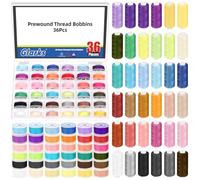 Glarks 72pcs 36 Farben Bunte vorgewundene Spulen Nähfaden und Polyester-Fäden-Kit, enthält 36pcs vorgewundenen Spulenfaden, 36pcs praktische Polyester-Nähfaden für das Handnähen