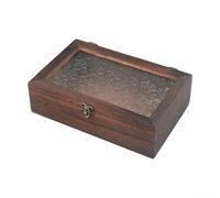 Glas-Aufbewahrungsbox aus Holz, nordische Retro-Begonien-Blumen-Schreibtisch-Organizer, dekorativer Schmuckkoffer für Schminktisch Schlafzimmer (M)