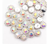 Glas-Strasssteine in Krappenfassung 8-12 mm mehrfarbig, Packung mit 30 oder 100 Stück (CrystalAB-S,100PCS-8MM)