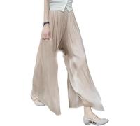 Glasierte Eisseide, bodenlang, weites Bein, Culottes für Damen, dünn, Übergröße, lang, Sommer, hohe Taille, Hosenrock, champagnerfarben, XXX-Large