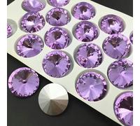 Glaskristall, 6 mm, 8 mm, 10 mm, 12 mm, 14,0 mm, 16 mm, 18 mm, gemischte runde Form, zum Aufkleben, Strassperlen, Kunsthandwerk, DIY-Besatz, violett, 10 mm, 30 Stk