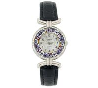 Glass of Venice Murano Glass Millefiori Uhr mit Lederband - Schwarz