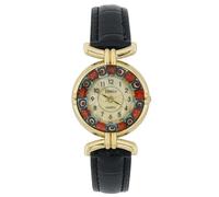 Glass Of Venice Murano Millefiori Uhr Mit Lederband - Schwarz