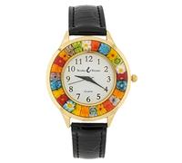 Glass Of Venice Serena Murano Millefiori Uhr mit Lederband - Gold Schwarz